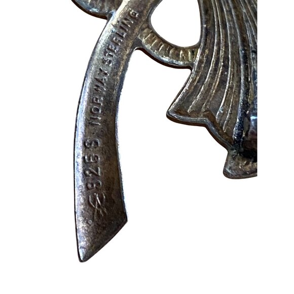 Vintage 925 Norway Sterling Silver Enamel Flower Brooch Pin - Picture 3 of 10